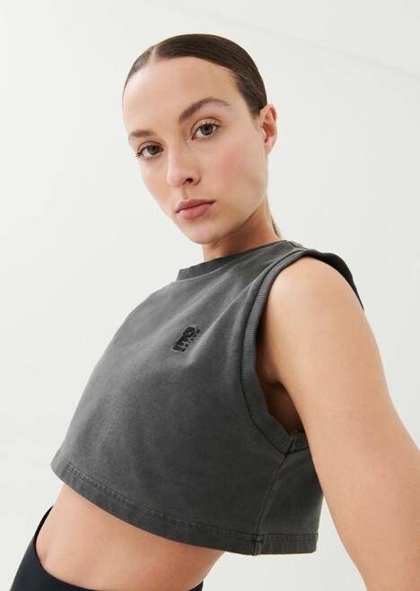 Set Match Cropped Tank in Charcoal