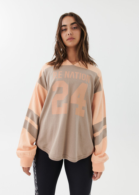 Downswing Knit LS Top in Taupe