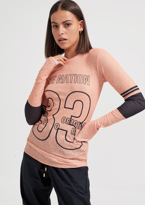 Stability Knit LS Top in Peach